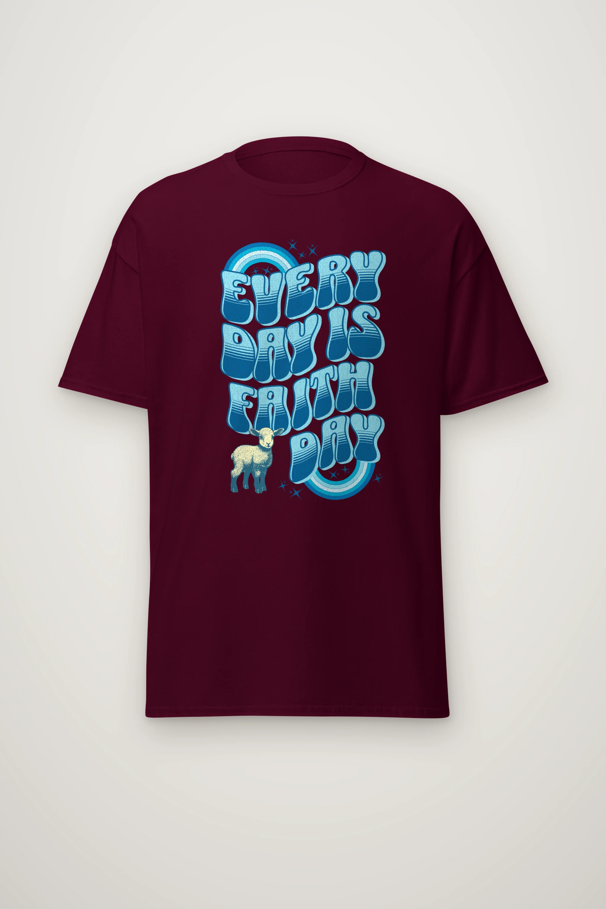 "Rainbow Lamb Stars" Heavyweight Unisex Crewneck T-shirt