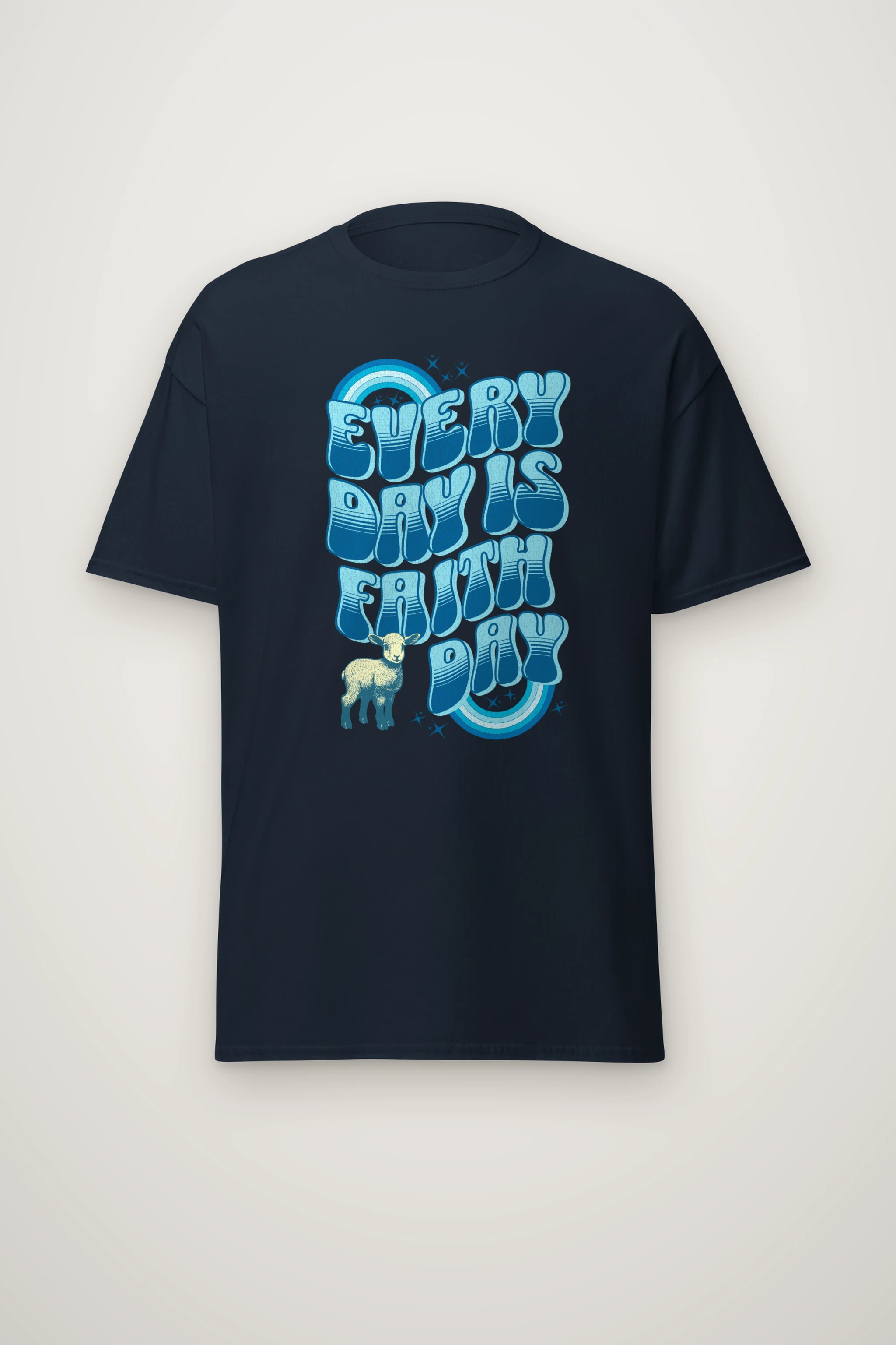 "Rainbow Lamb Stars" Heavyweight Unisex Crewneck T-shirt