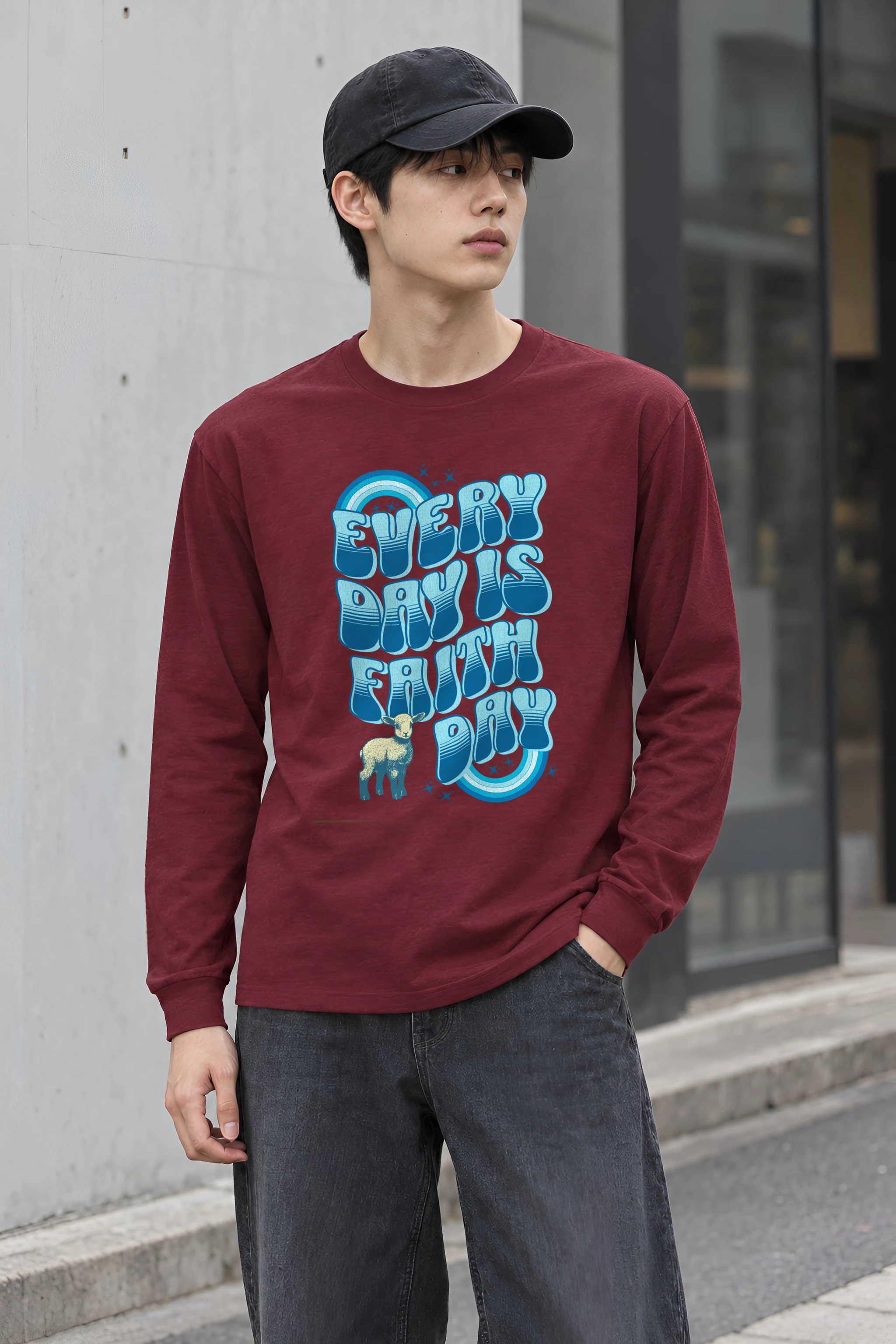 "Rainbow Lamb Stars" Unisex Longsleeve T-shirt