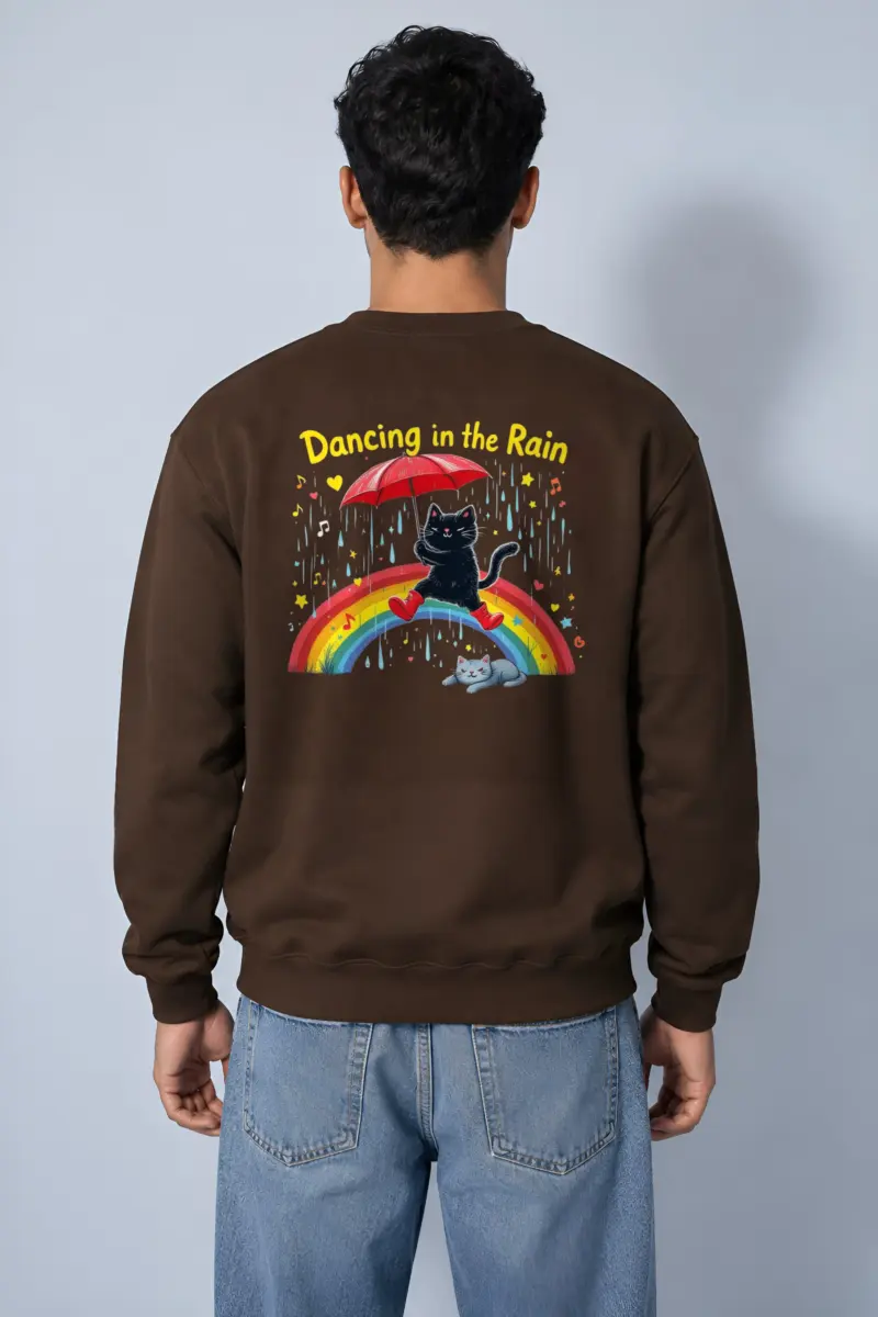 "Rainbow Umbrella Cat" Heavy Blend Unisex Crewneck Sweatshirt