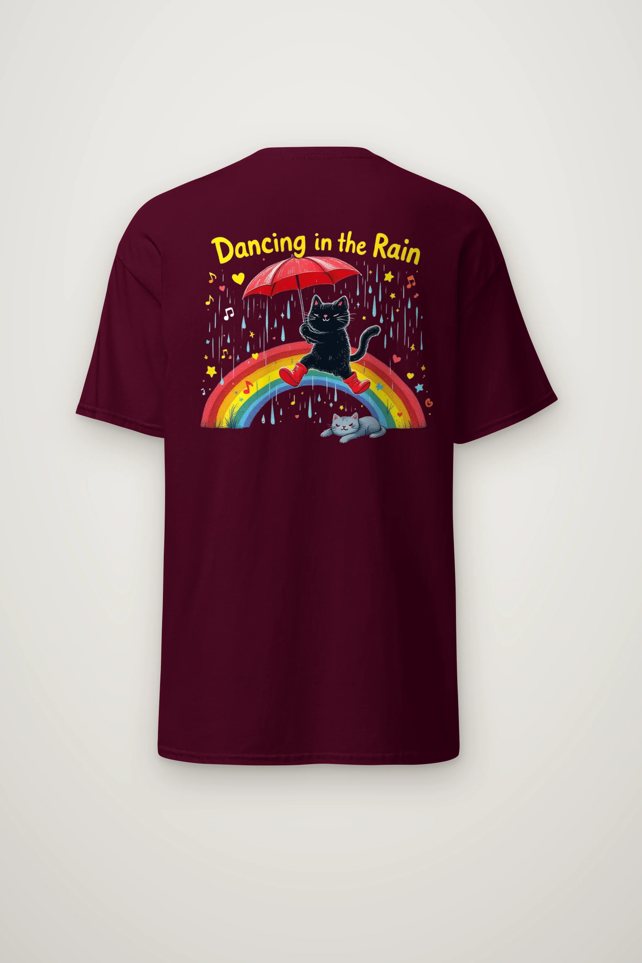 "Rainbow Umbrella Cat" Heavyweight Unisex Crewneck T-shirt