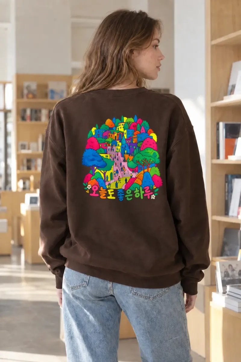 "Rainbow Village Walk" Heavy Blend Unisex Crewneck Sweatshirt
