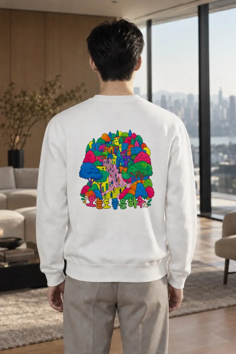 "Rainbow Village Walk" Heavy Blend Unisex Crewneck Sweatshirt | Gildan 18000