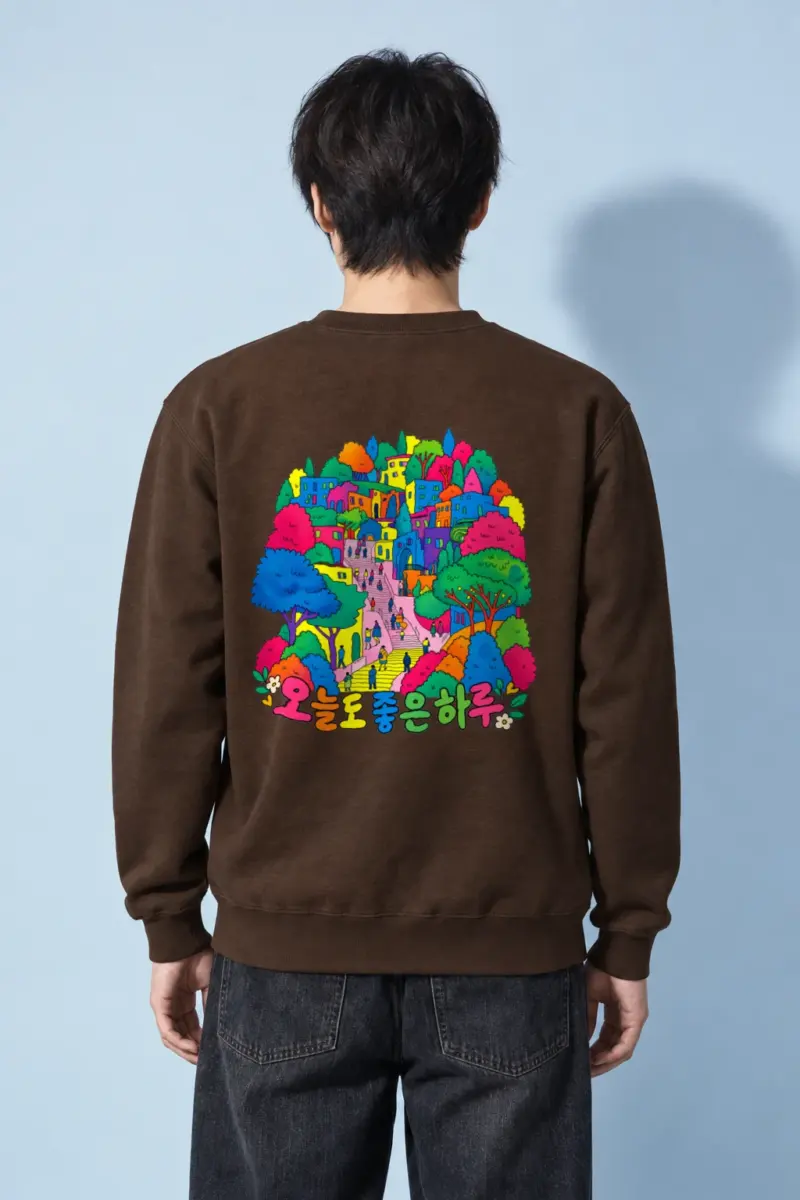 "Rainbow Village Walk" Heavy Blend Unisex Crewneck Sweatshirt