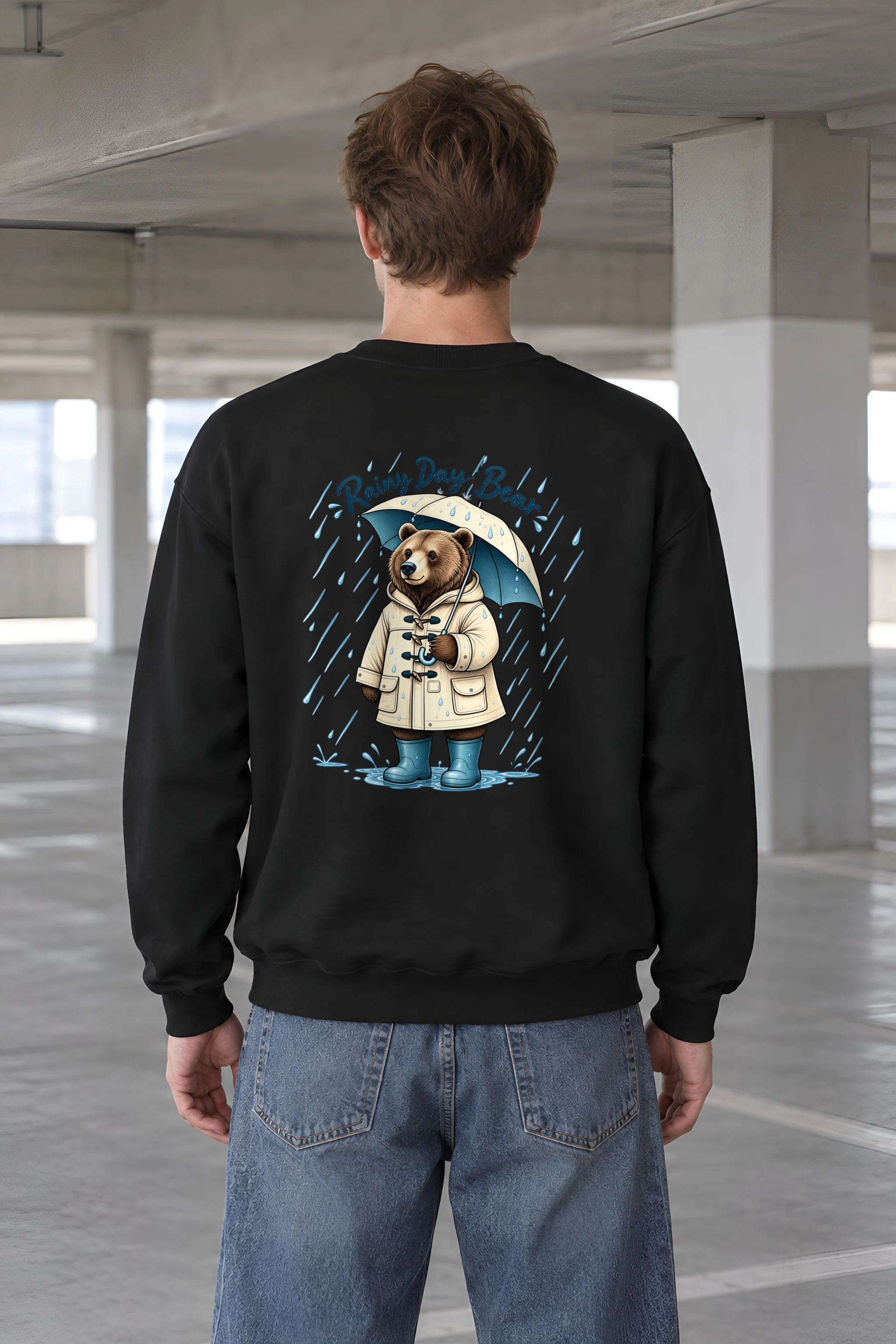 "Rainy Day Bear" 1 Crewneck Sweatshirt