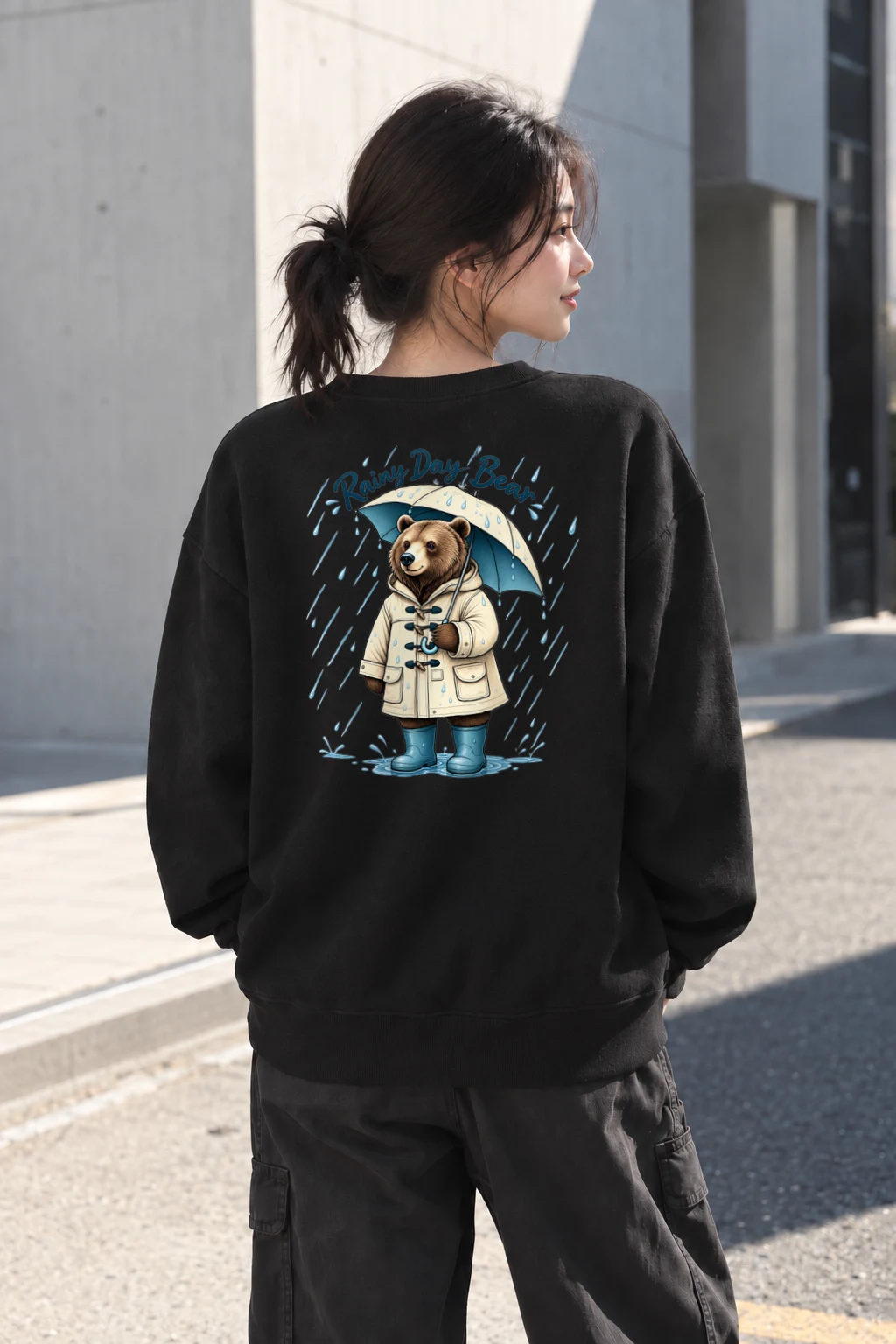 "Rainy Day Bear" Heavy Blend Unisex Crewneck Sweatshirt | Gildan 18000