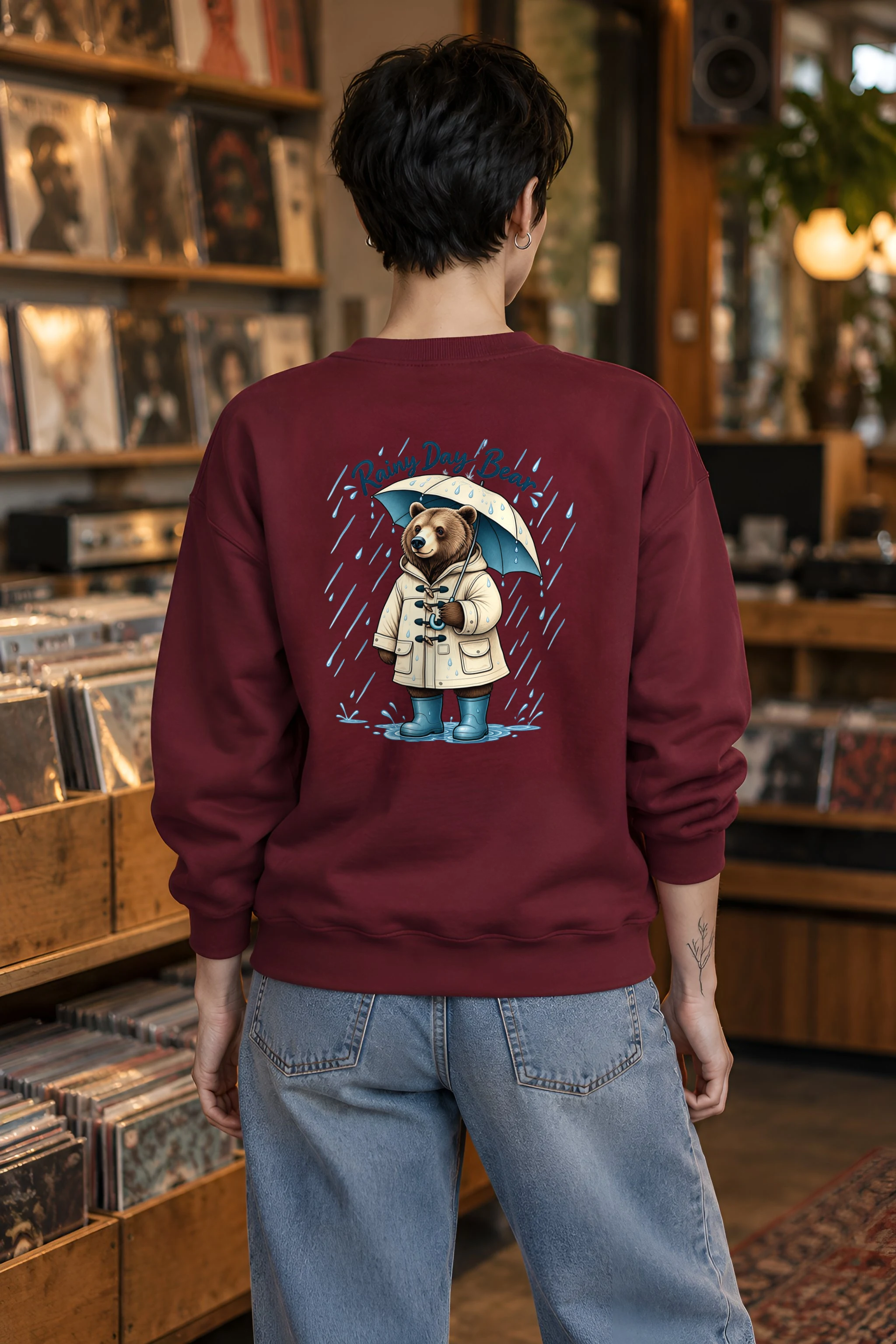 "Rainy Day Bear" 1 Crewneck Sweatshirt