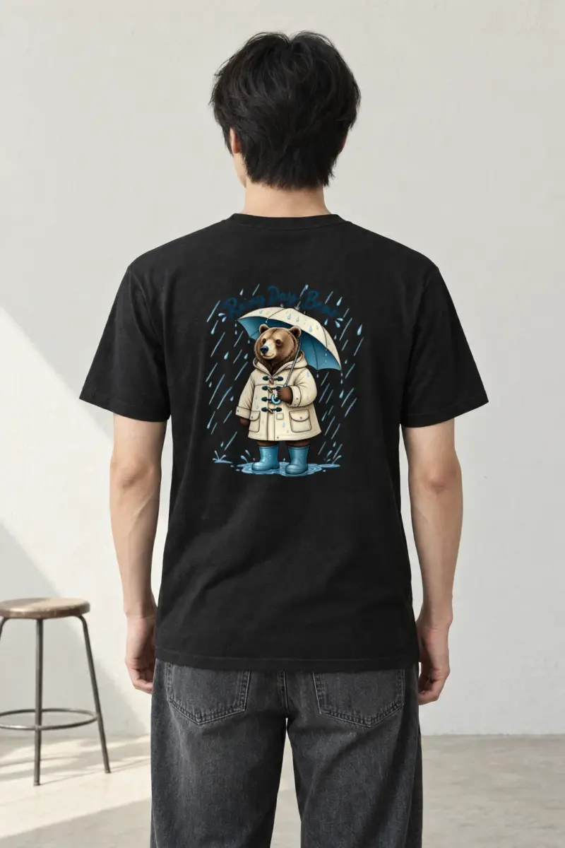 "Rainy Day Bear" Heavyweight Unisex Crewneck T-shirt