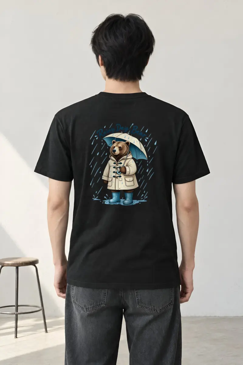 "Rainy Day Bear" Heavyweight Unisex Crewneck T-shirt