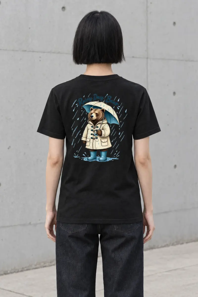 "Rainy Day Bear" Heavyweight Unisex Crewneck T-shirt | Gildan 5000