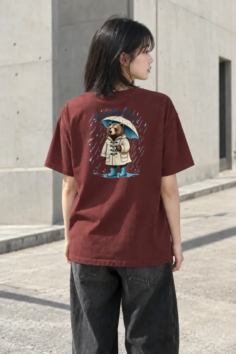 "Rainy Day Bear" Heavyweight Unisex Crewneck T-shirt | Gildan 5000