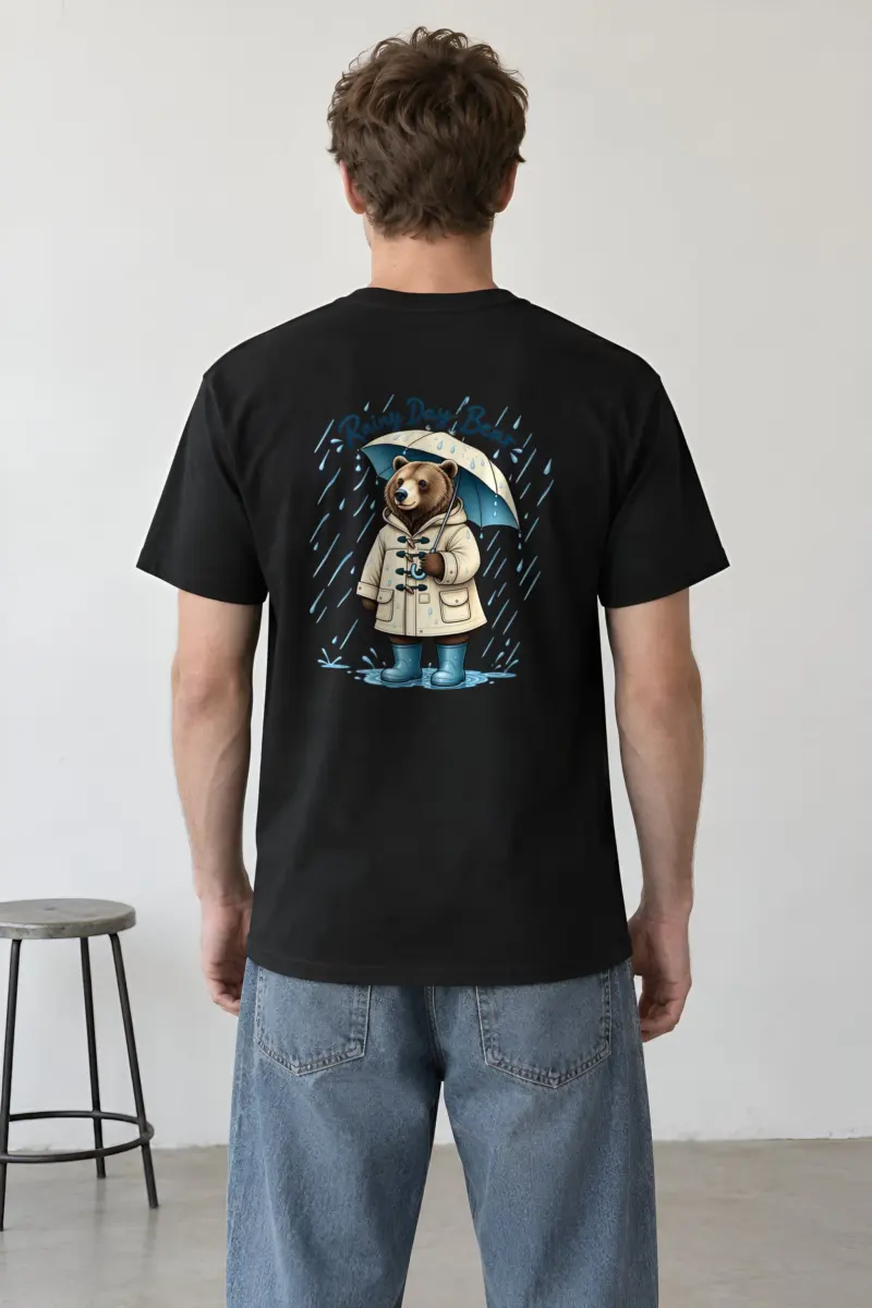 "Rainy Day Bear" Heavyweight Unisex Crewneck T-shirt
