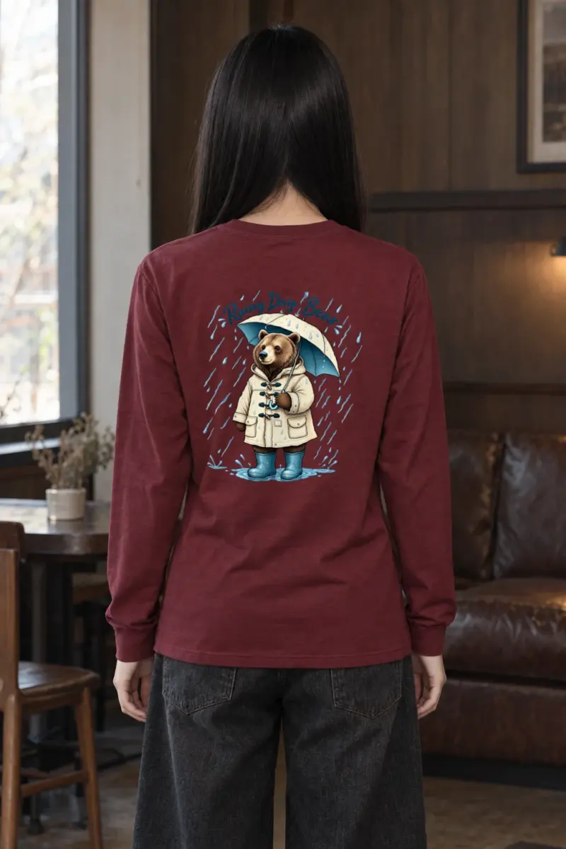 "Rainy Day Bear" Unisex Longsleeve T-shirt
