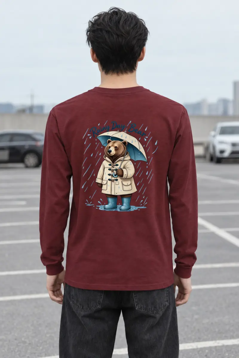 "Rainy Day Bear" Unisex Longsleeve T-shirt