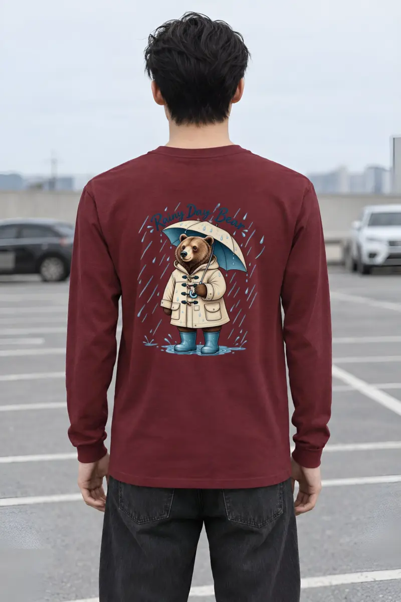 "Rainy Day Bear" Unisex Longsleeve T-shirt
