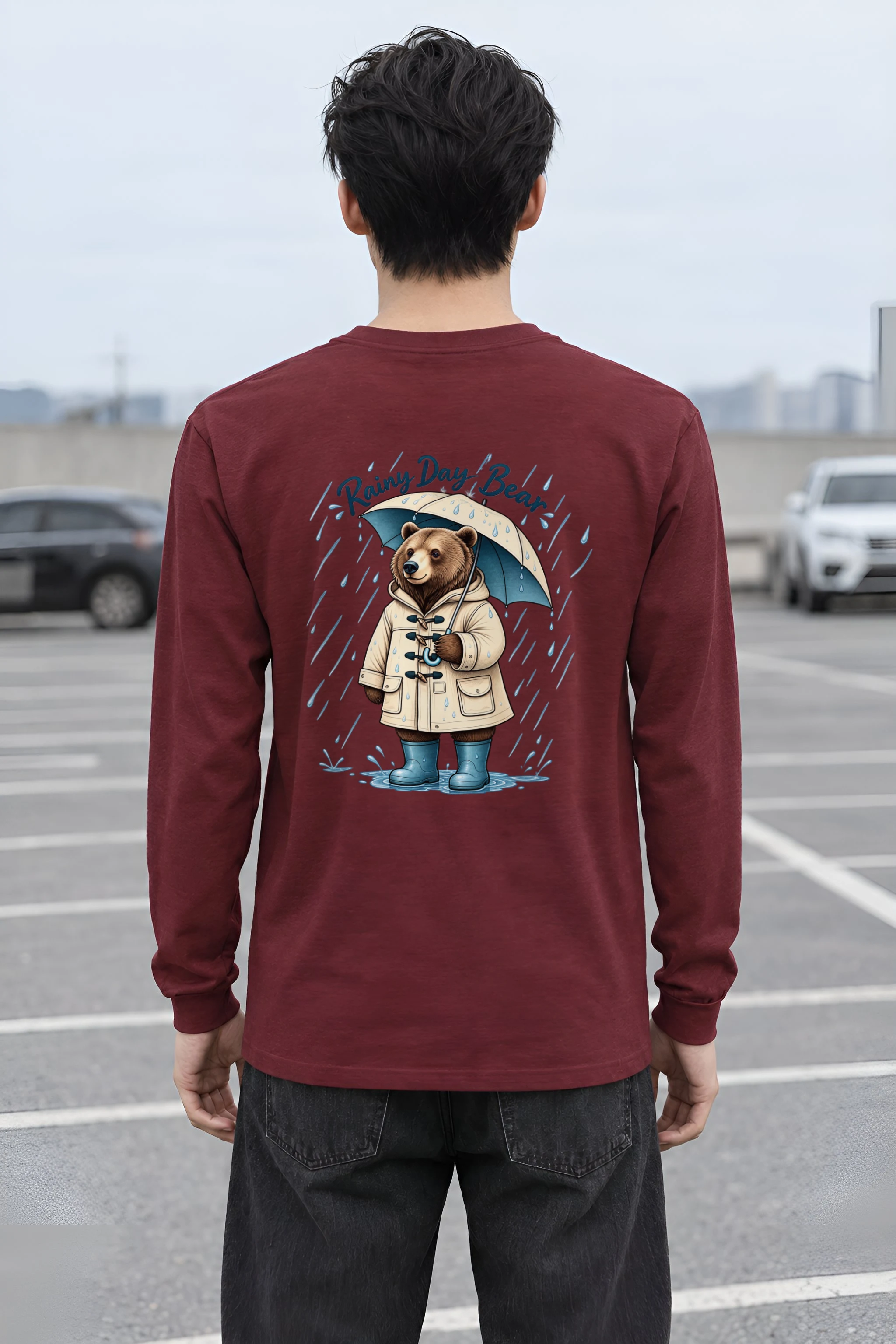 "Rainy Day Bear" Unisex Longsleeve T-shirt