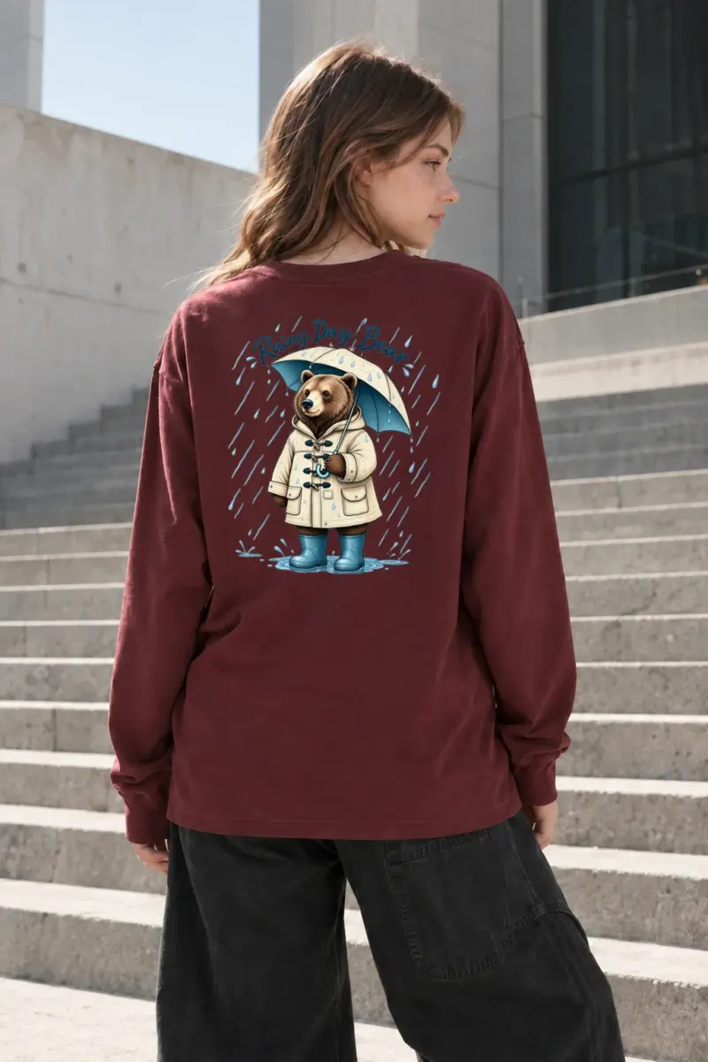 "Rainy Day Bear" Unisex Longsleeve T-shirt | Gildan 2400