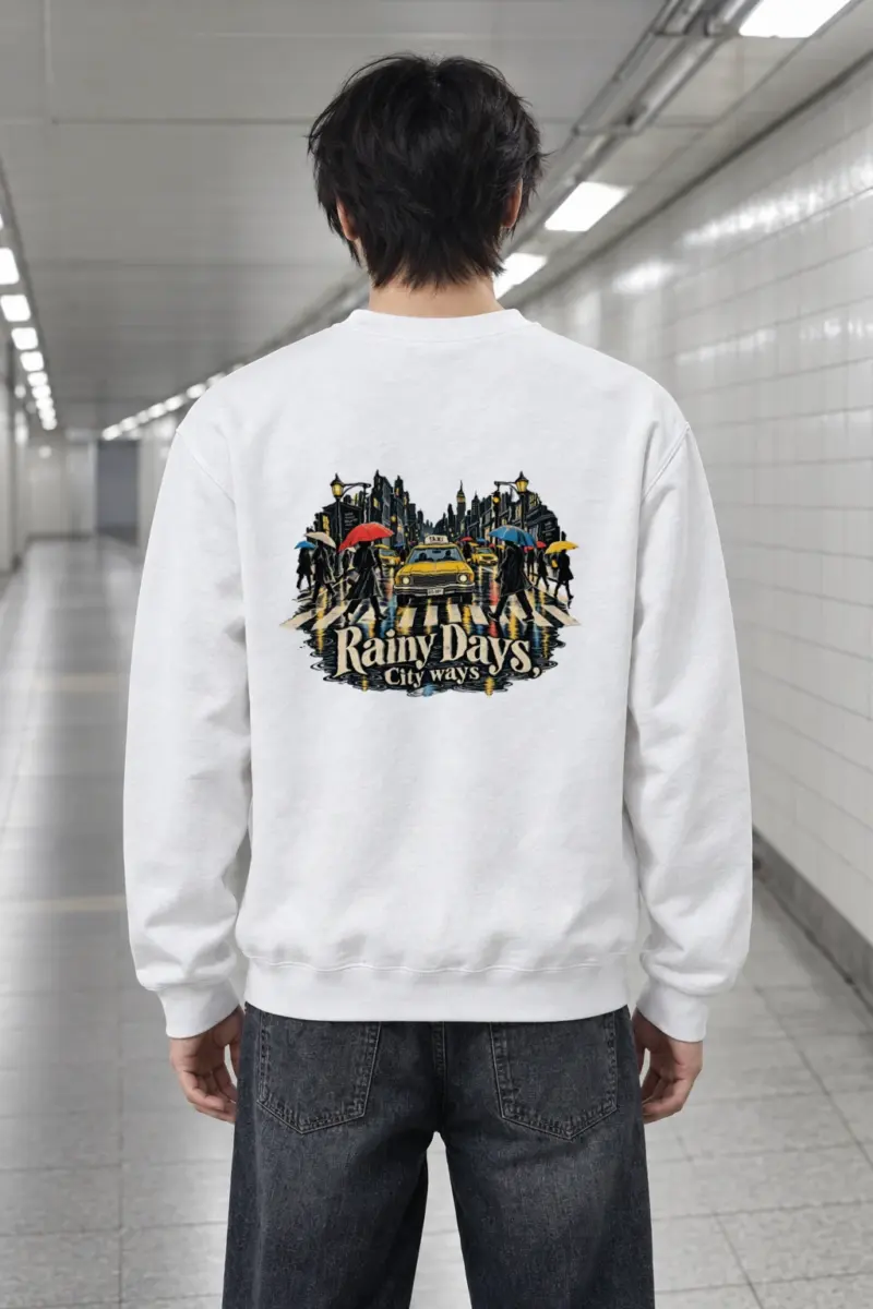 "Rainy Days Taxi" Heavy Blend Unisex Crewneck Sweatshirt | Gildan 18000