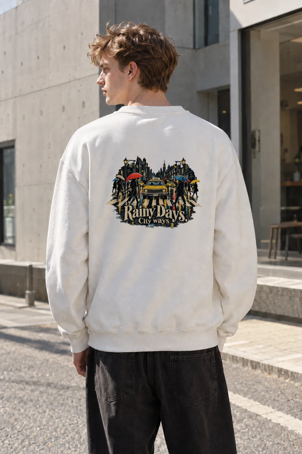 "Rainy Days Taxi" Heavy Blend Unisex Crewneck Sweatshirt | Gildan 18000