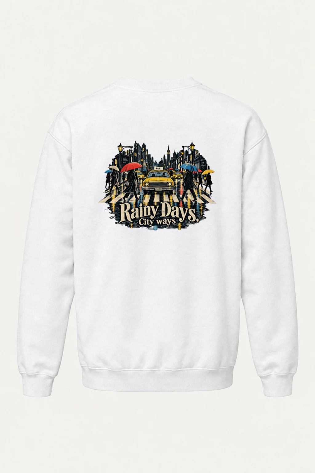 "Rainy Days Taxi" Heavy Blend Unisex Crewneck Sweatshirt | Gildan 18000
