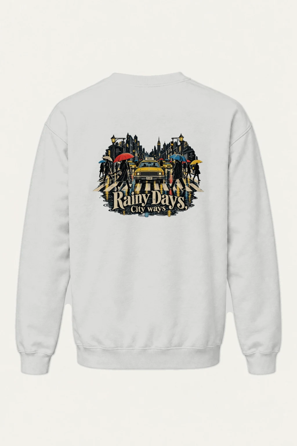"Rainy Days Taxi" Heavy Blend Unisex Crewneck Sweatshirt | Gildan 18000