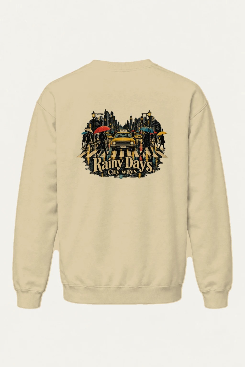 "Rainy Days Taxi" Heavy Blend Unisex Crewneck Sweatshirt | Gildan 18000