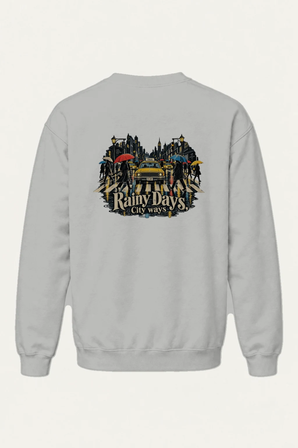 "Rainy Days Taxi" Heavy Blend Unisex Crewneck Sweatshirt | Gildan 18000