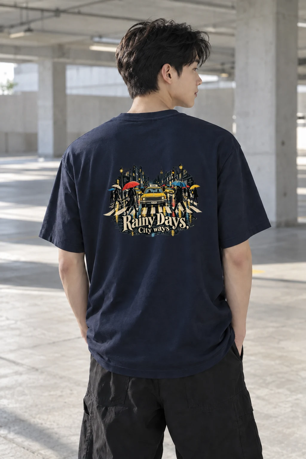 "Rainy Days Taxi" Heavyweight Unisex Crewneck T-shirt | Gildan 5000