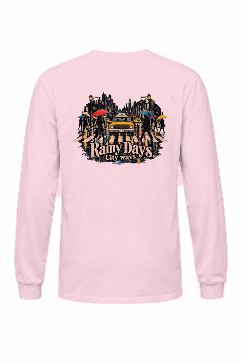 "Rainy Taxi Crossing" Unisex Longsleeve T-shirt | Gildan 2400