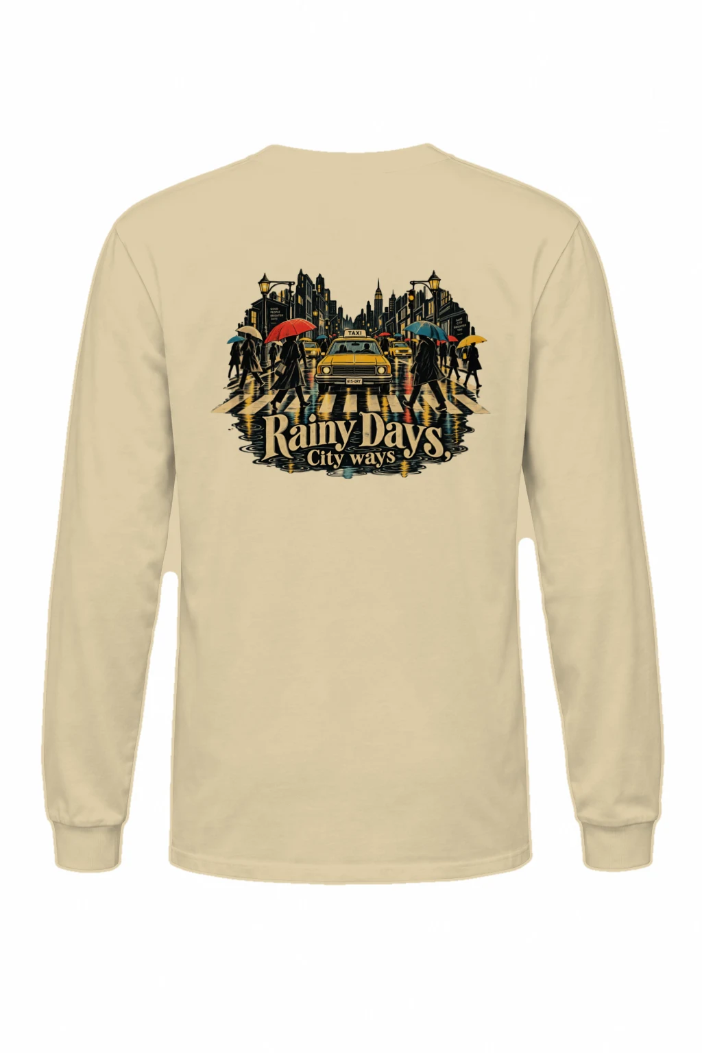 "Rainy Taxi Crossing" Unisex Longsleeve T-shirt | Gildan 2400
