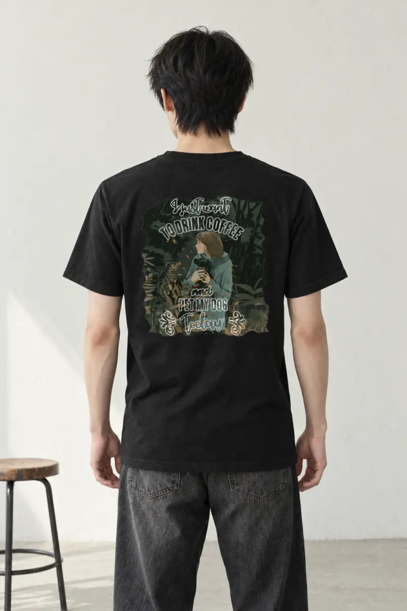 "Rainy Woodland Companion" Heavyweight Unisex Crewneck T-shirt