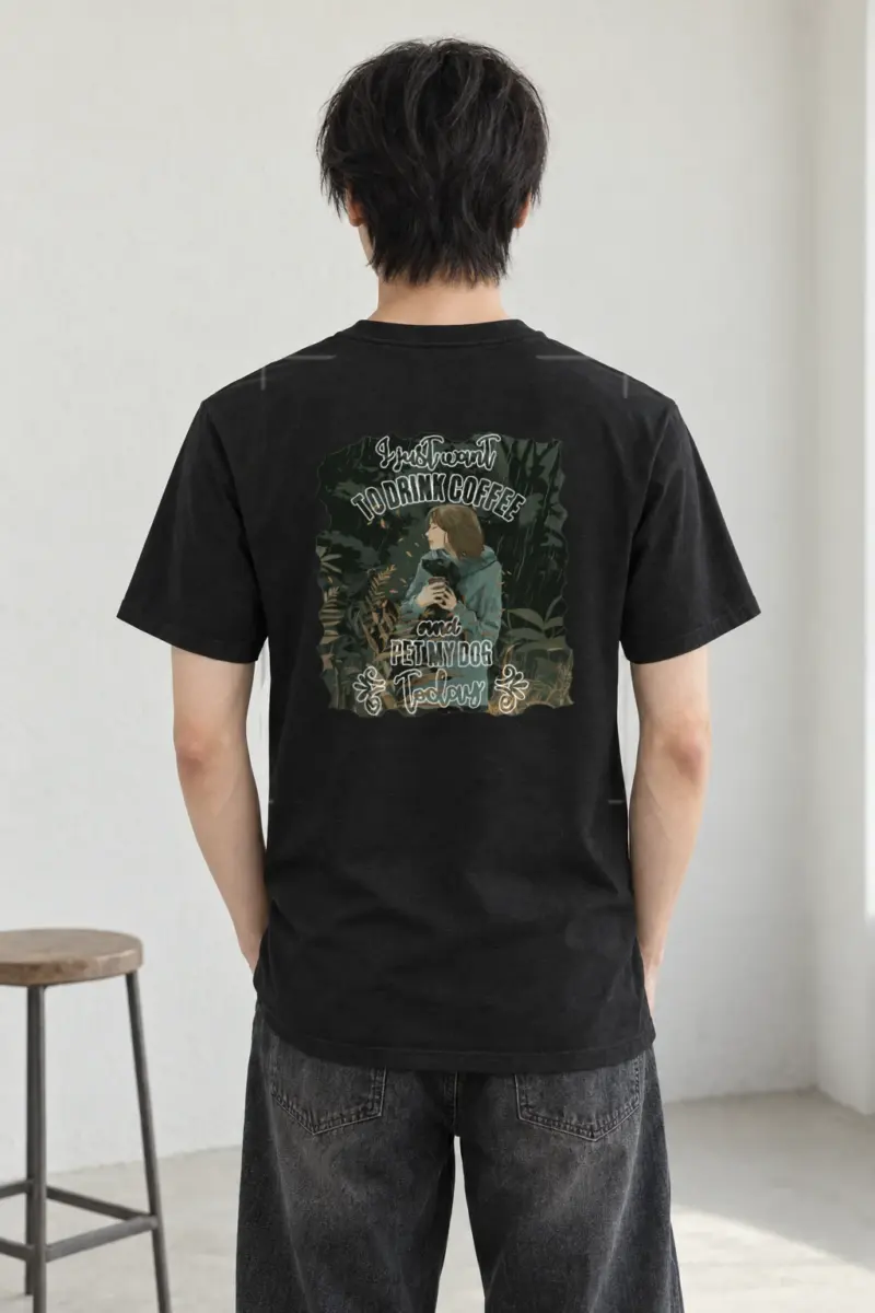 "Rainy Woodland Companion" Heavyweight Unisex Crewneck T-shirt
