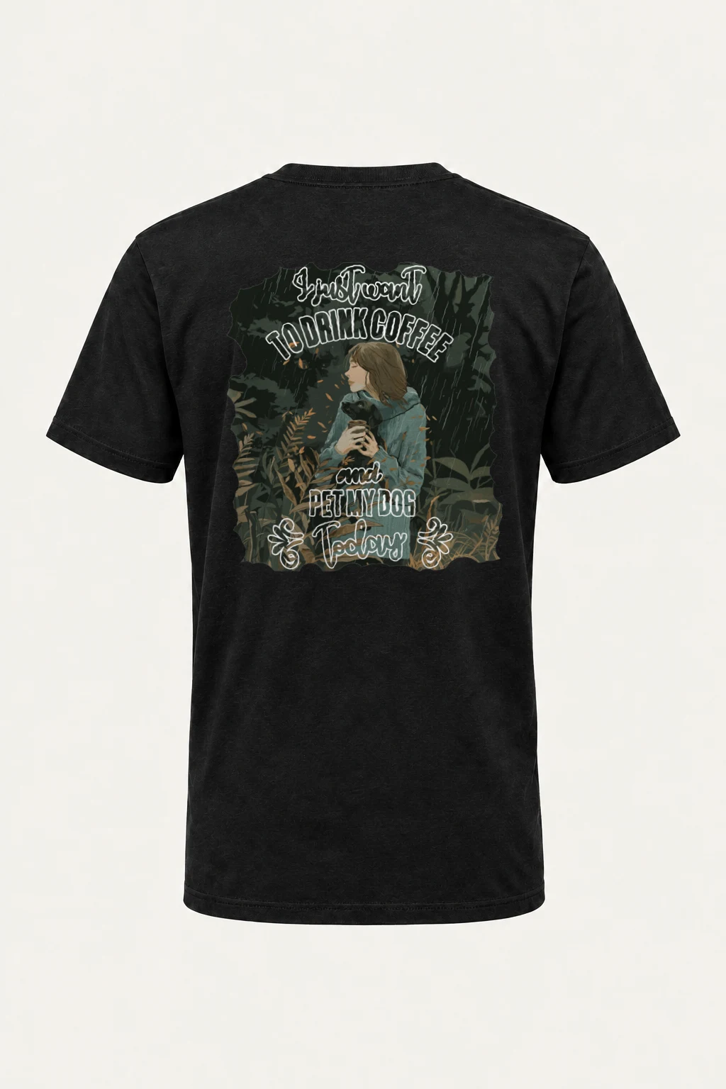 "Rainy Woodland Companion" Heavyweight Unisex Crewneck T-shirt | Gildan 5000