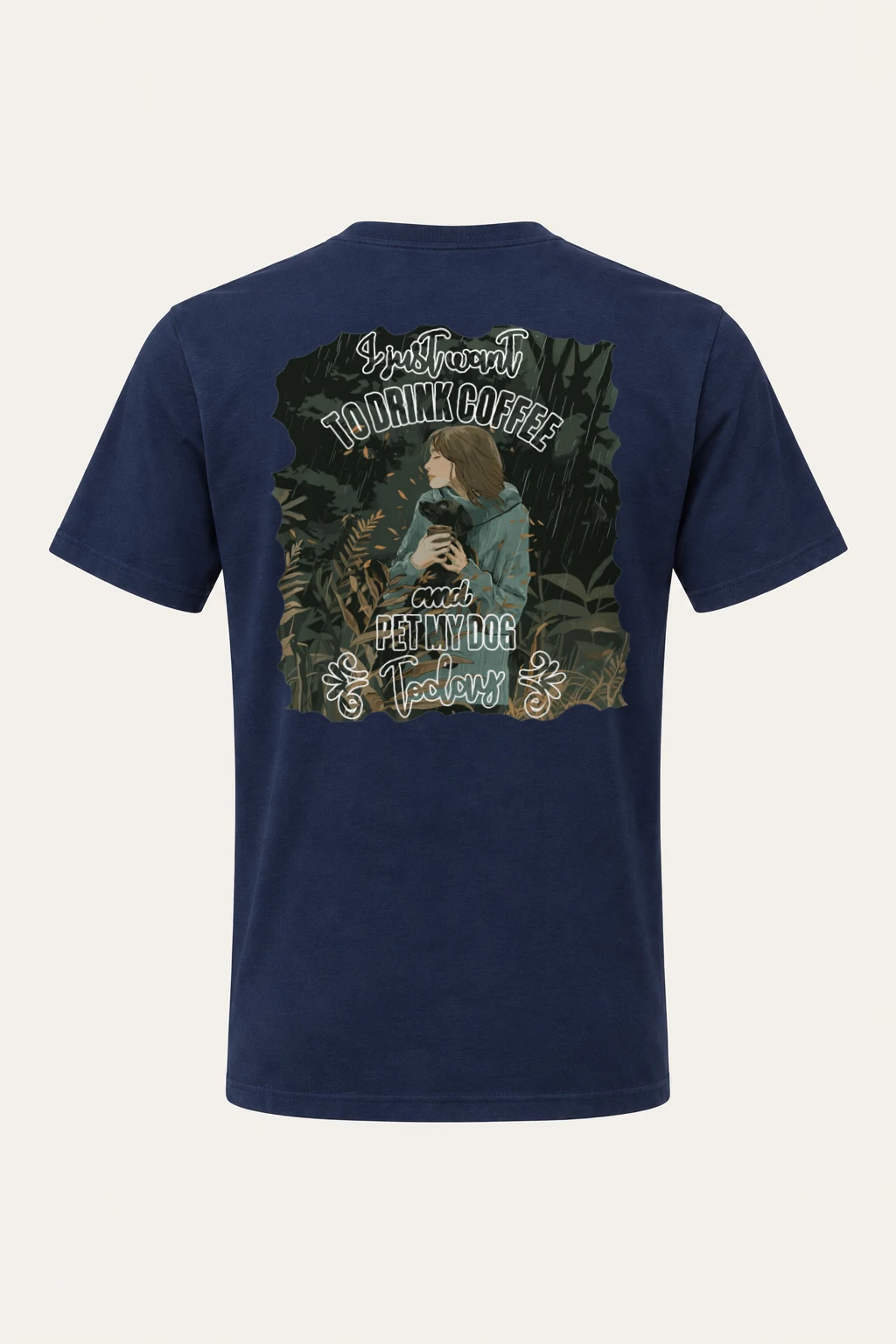 "Rainy Woodland Companion" Heavyweight Unisex Crewneck T-shirt | Gildan 5000