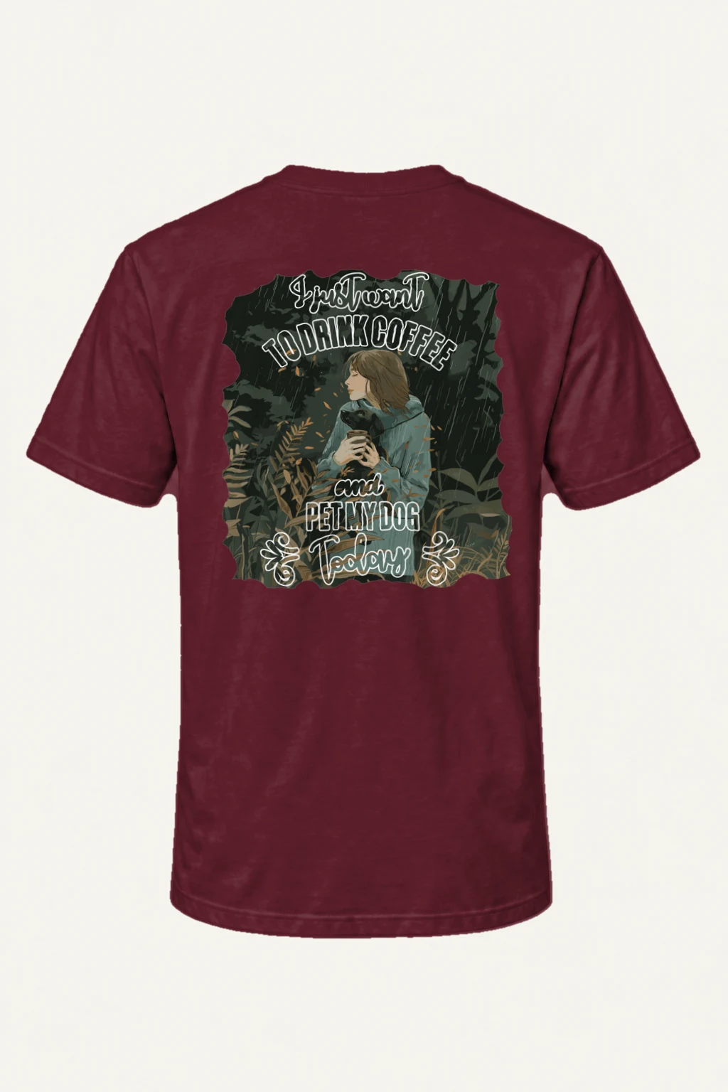 "Rainy Woodland Companion" Heavyweight Unisex Crewneck T-shirt | Gildan 5000