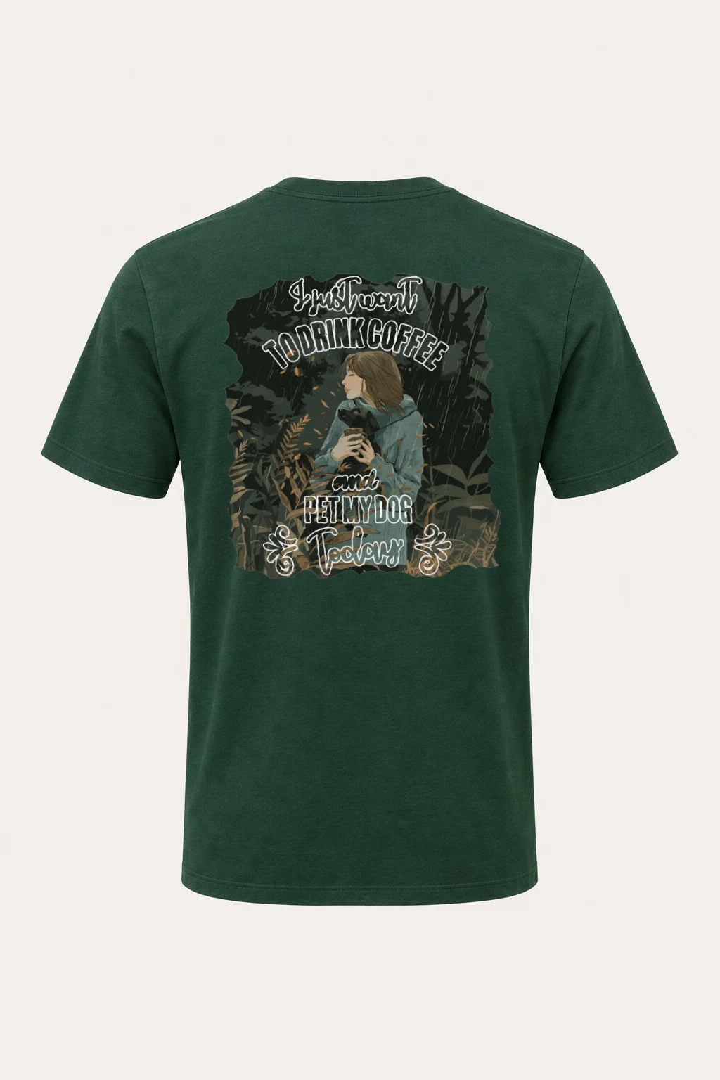 "Rainy Woodland Companion" Heavyweight Unisex Crewneck T-shirt | Gildan 5000