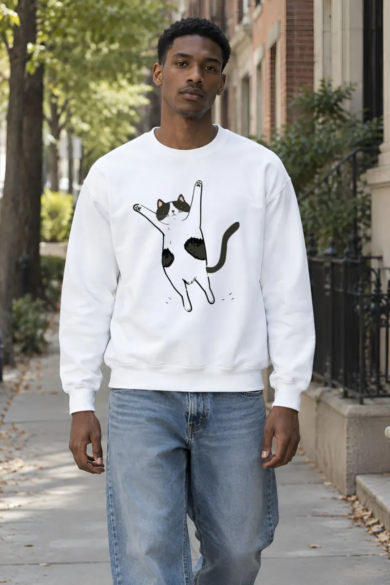 "Raised Paws Cat" 1 Crewneck Sweatshirt