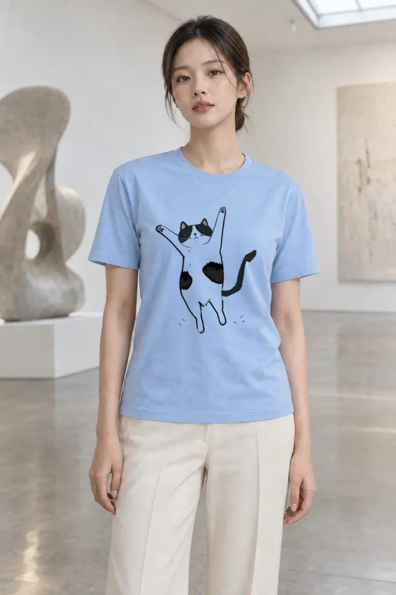 "Raised Paws Cat" Heavyweight Unisex Crewneck T-shirt | Gildan 5000