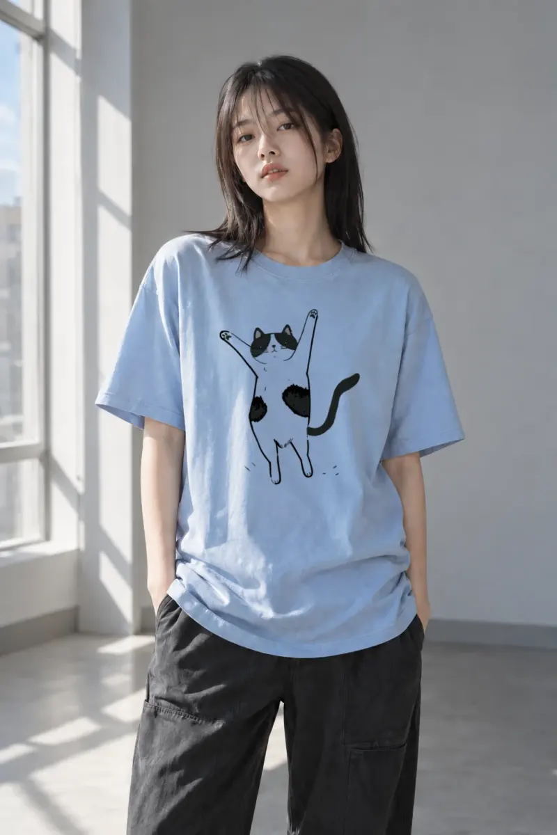 "Raised Paws Cat" Heavyweight Unisex Crewneck T-shirt | Gildan 5000