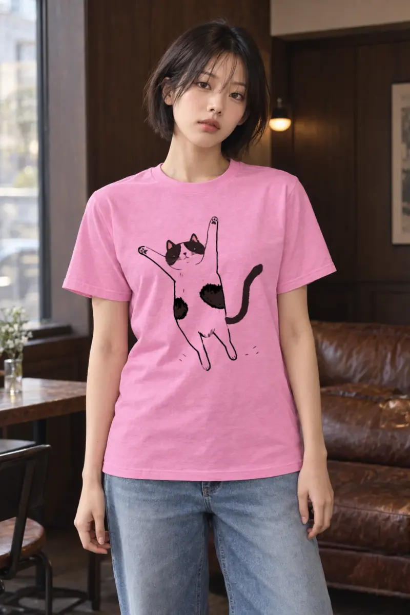 "Raised Paws Cat" Heavyweight Unisex Crewneck T-shirt