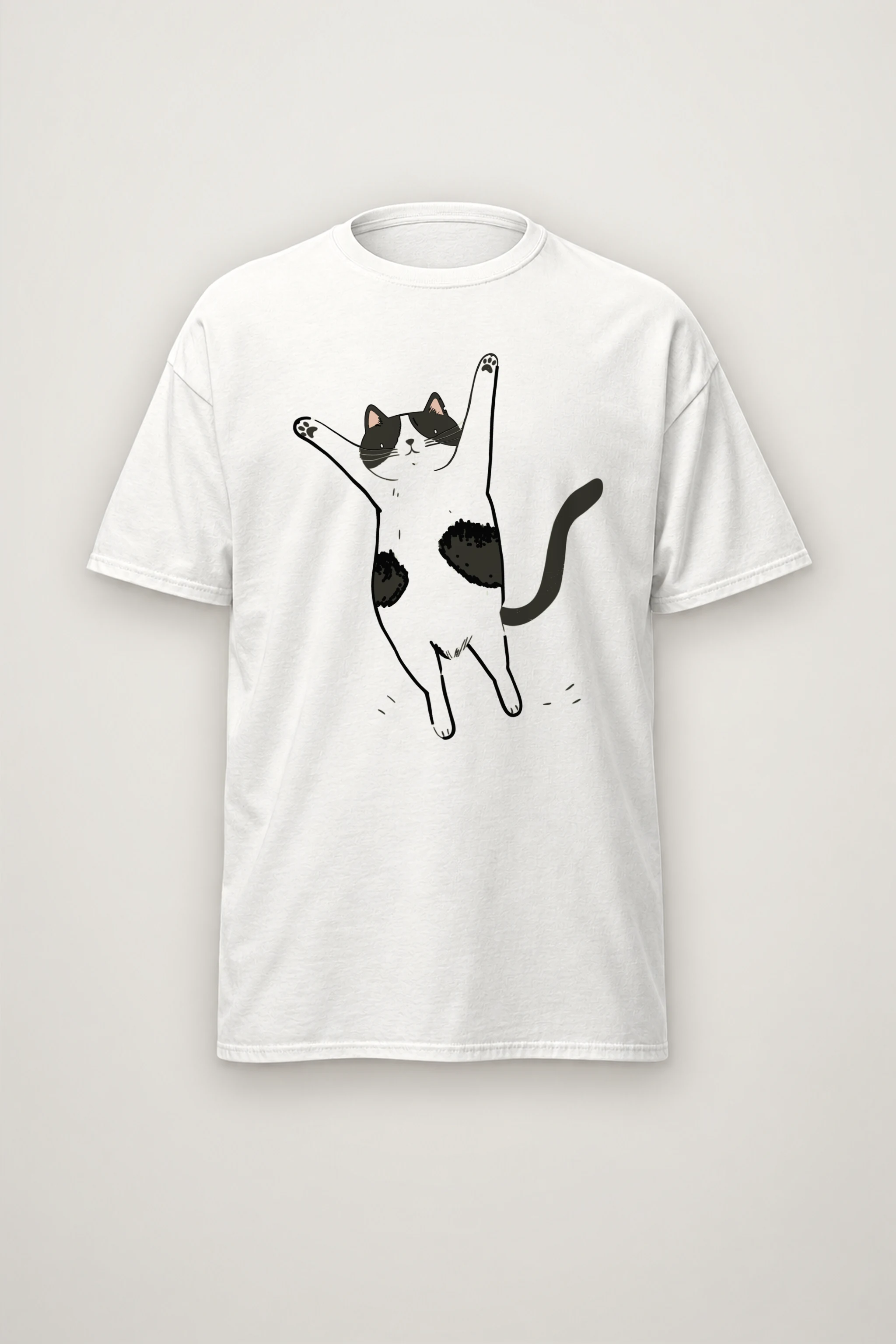 "Raised Paws Cat" Heavyweight Unisex Crewneck T-shirt