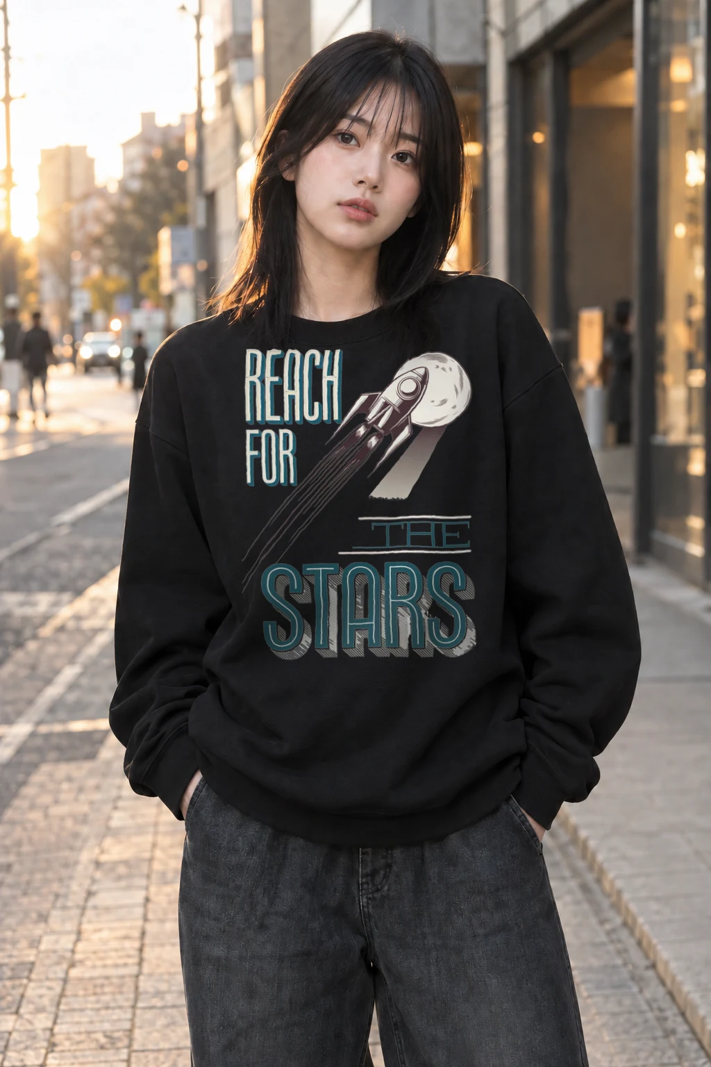 "Reach For The Stars" Heavy Blend Unisex Crewneck Sweatshirt | Gildan 18000