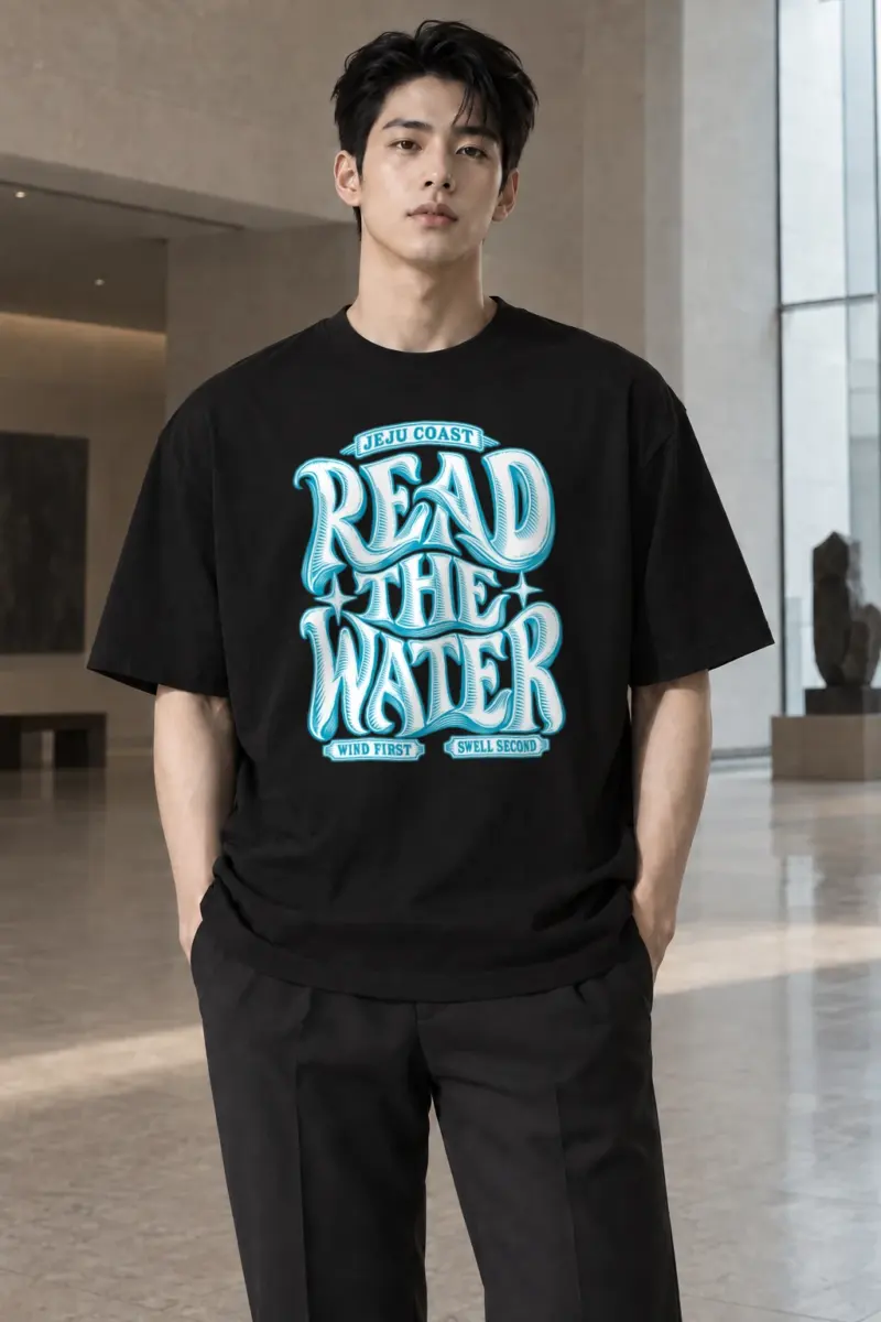 "Read The Water" Men's Oversized Heavyweight Crewneck T-Shirt | Shaka Wear SHMHSS
