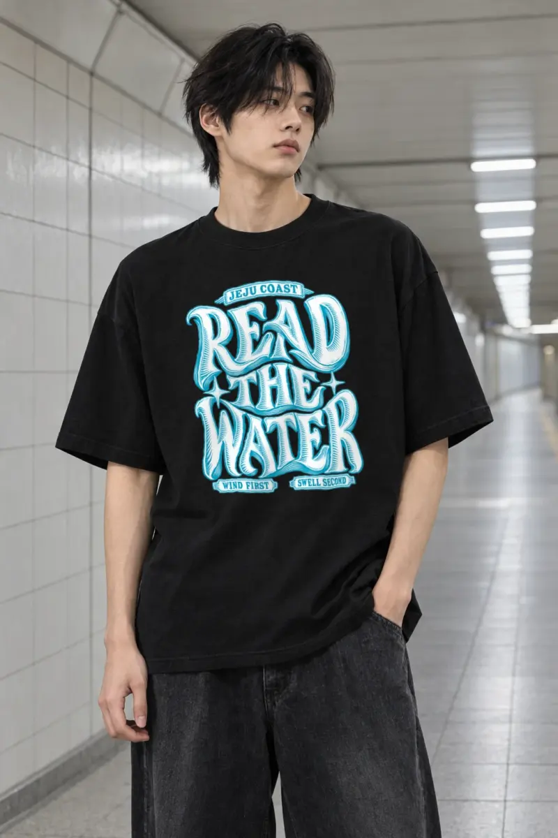 "Read The Water" Men's Oversized Heavyweight Crewneck T-Shirt