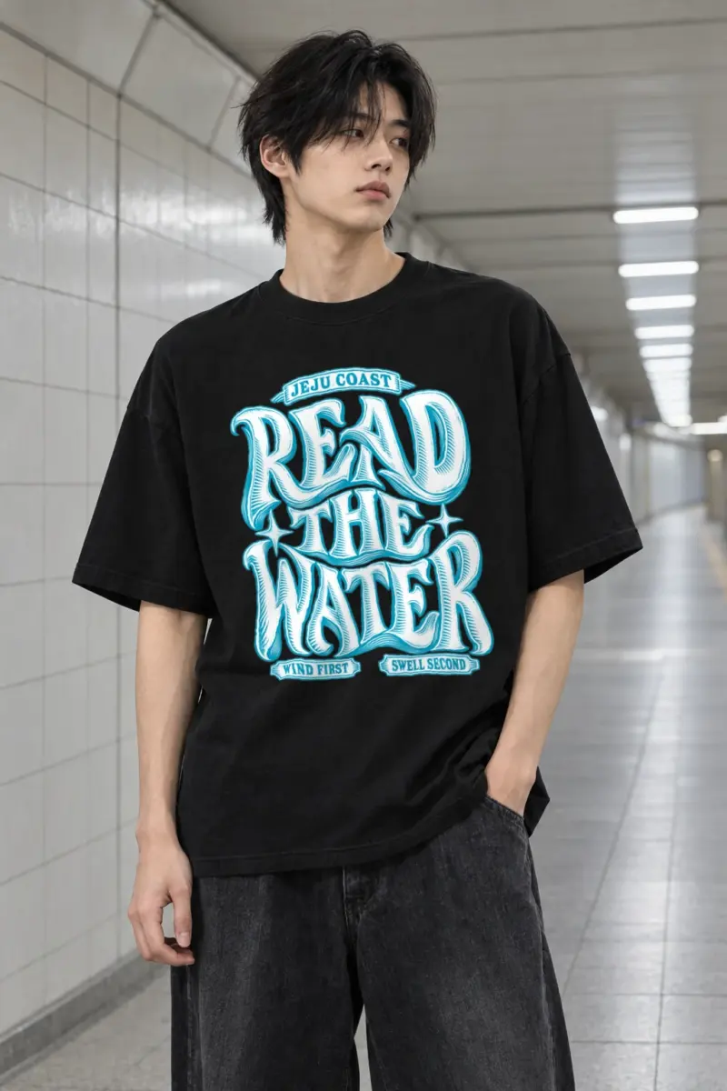 "Read The Water" Men's Oversized Heavyweight Crewneck T-Shirt | Shaka Wear SHMHSS