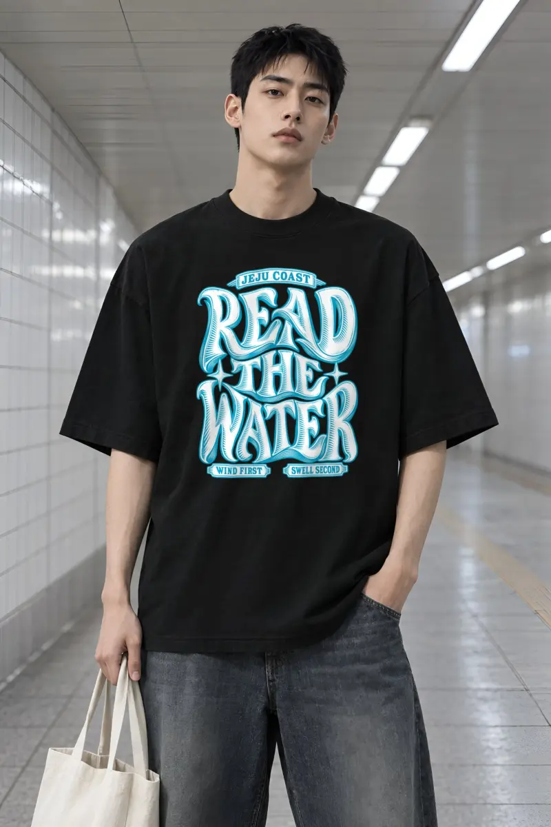 "Read The Water" Men's Oversized Heavyweight Crewneck T-Shirt