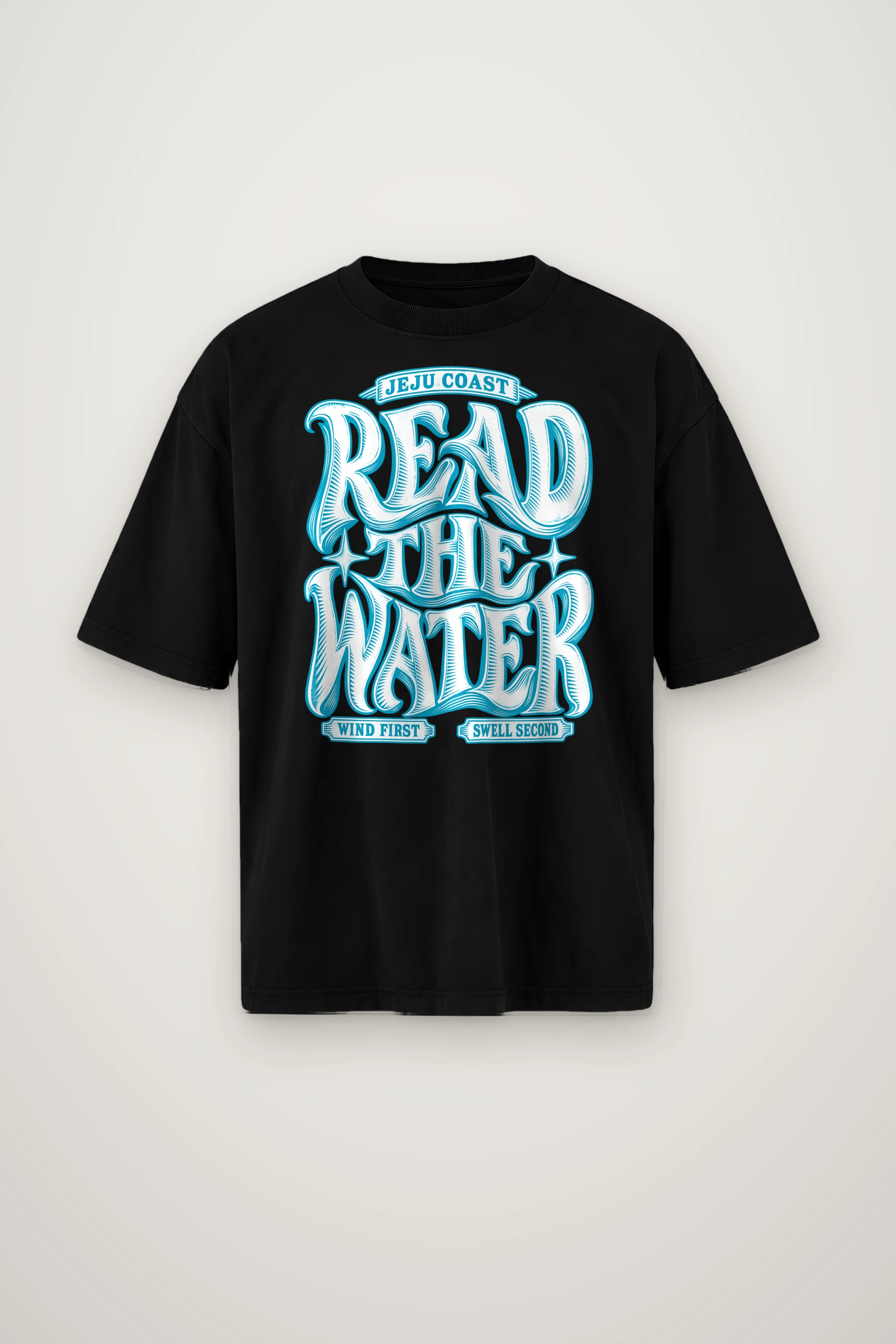 "Read The Water" Men's Oversized Heavyweight Crewneck T-Shirt