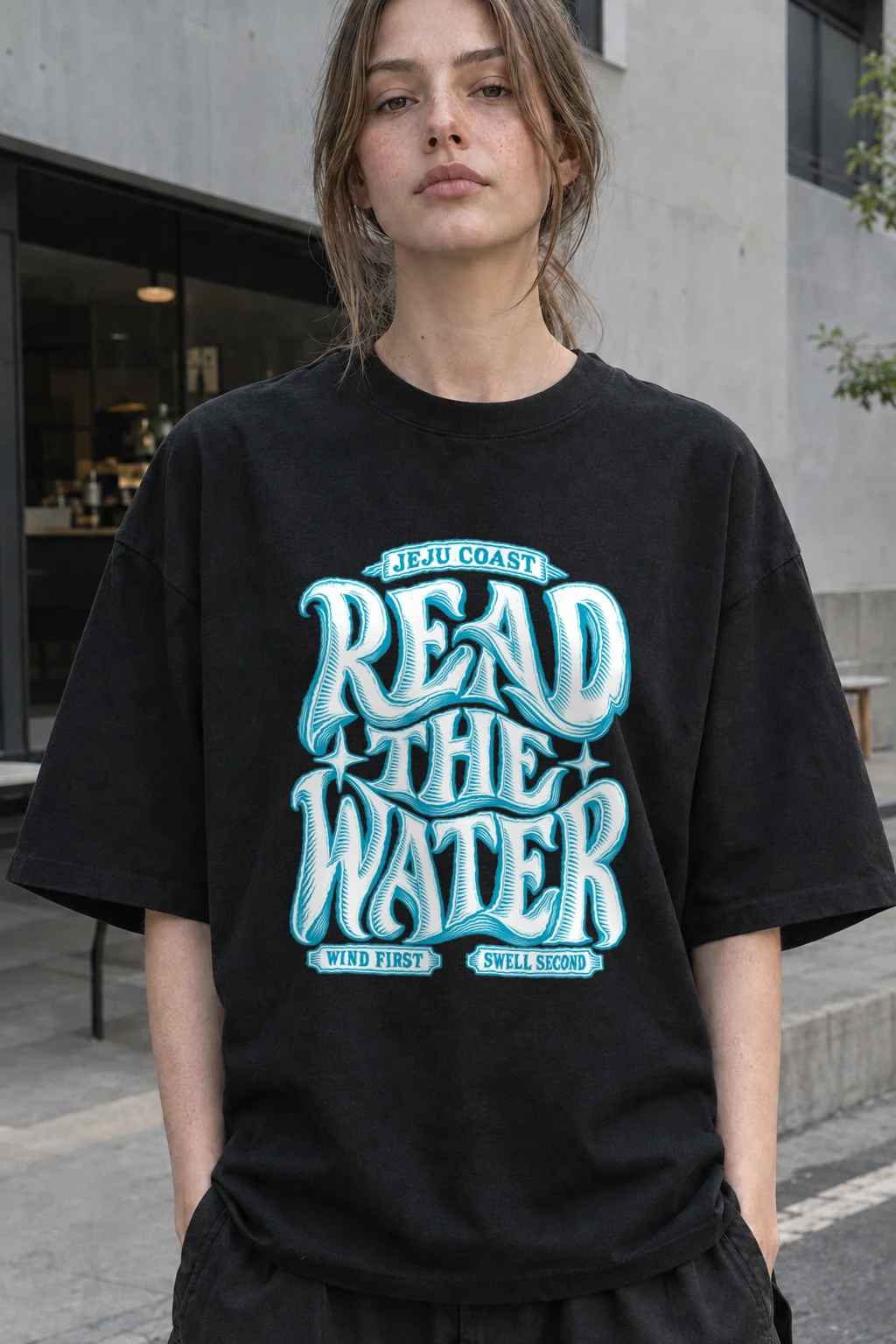 "Read The Water" Men's Oversized Heavyweight Crewneck T-Shirt | Shaka Wear SHMHSS