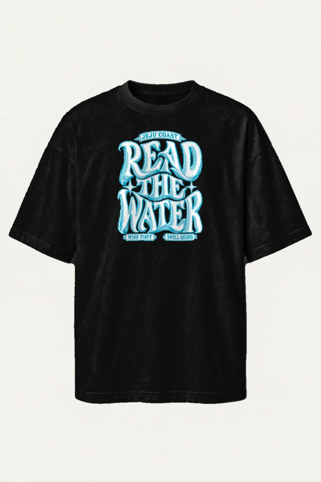 "Read The Water" Men's Oversized Heavyweight Crewneck T-Shirt | Shaka Wear SHMHSS