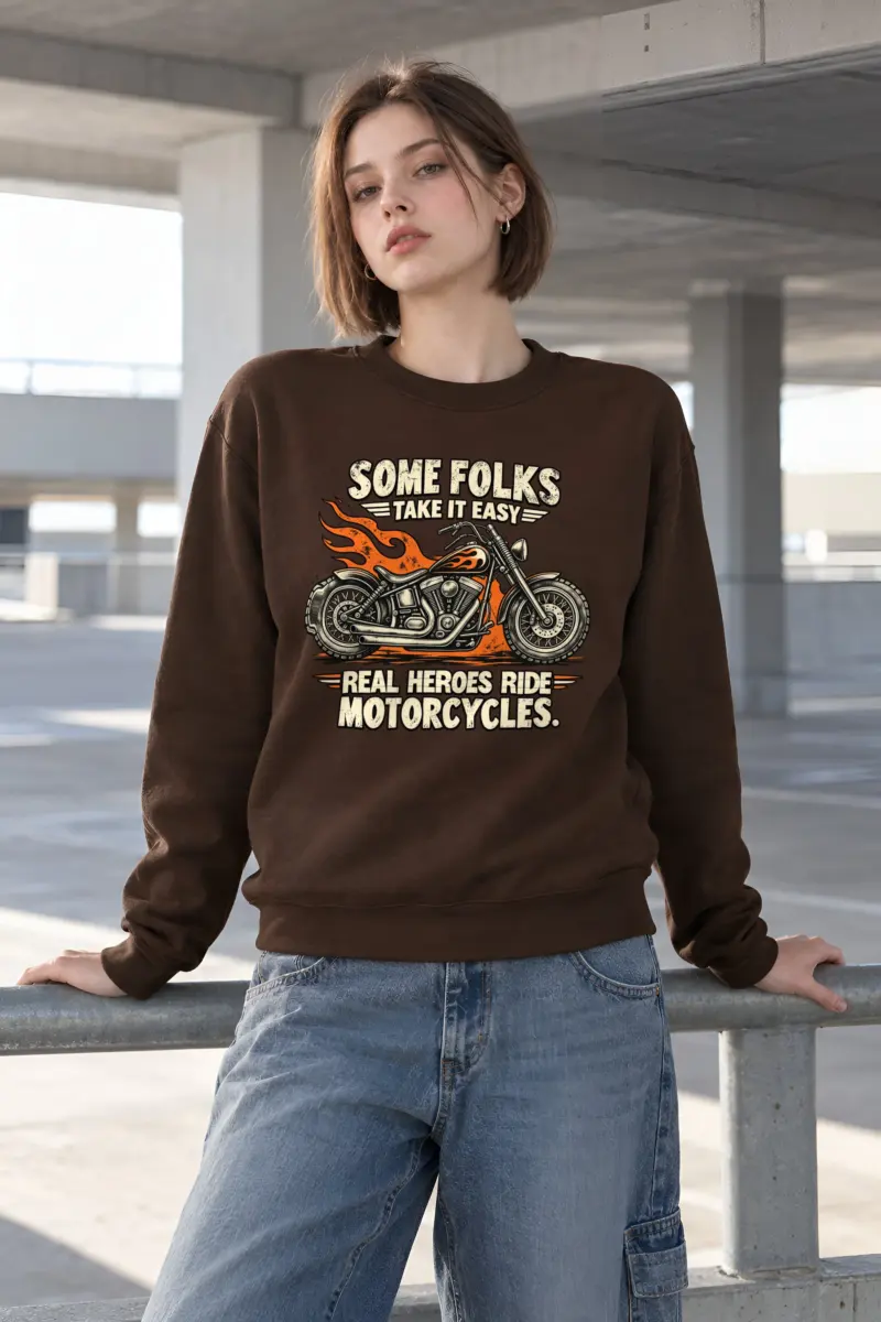 "Real Heroes Ride" Heavy Blend Unisex Crewneck Sweatshirt